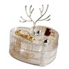 Rotating Jewelry Box with Lid Deer Antler Decoration 3 Layer