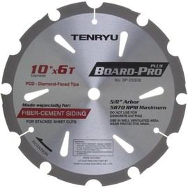 Tenryu BP-25506 Board-Pro Plus Fiber Cement 10" 6T Saw Blade