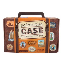 Fizz Creations Solve The Case – 3D Escape Room Game in a Portable Suitcase with 5 Unique Play-Throughs, Clue Cards & 3D Puzzles – Family Game Night, Ages 12+, 1+ Players
