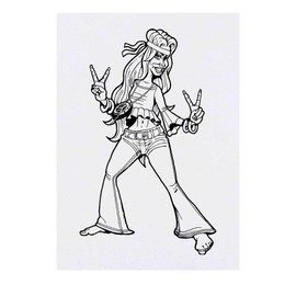 'Hippie Chick' Temporary Tattoo - Water Resistant, Skin-Safe, Non-Toxic Transfer (TO00020110)