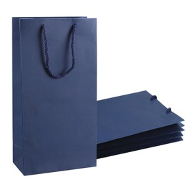 Prembag - Bolsas de regalo de vino azul marino para botella doble, 17,8 x 8,9 x 35,1 x 35,1 cm, 2 botellas de vino con asas de cuerda, 4 unidades