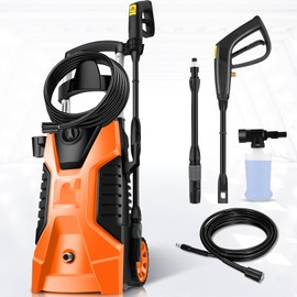 Imdot Electric Pressure Washer 2000 PSI Portable Power Washer with Adjustable Nozzle, 1.0GAL Foam Cannon for Cars/Fences/Driveways/Home/Patios Cleaning, Orange