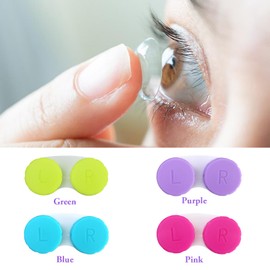 4 Colours Contact Lens Case Pack of 8, Coloured Contact Lens Case, Travel Contact Lens Case Set, Leak-proof Travel Contact Lens Case, for Home and Travel, blue, Coloured