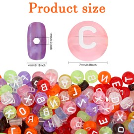 ZHIYUXI 1500PCS Letter Beads Acrylic White Letters Colorful Round Beads for Friendship Bracelets 4x7mm Alphabet Beads for Bracelets Necklaces Jewelry Making