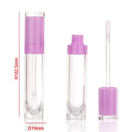 COSIDEA 26 tubos vacíos de brillo de labios de 8 ml con varita transparente, contenedores redondos de brillo de labios morados, contenedor de embalaje de cosméticos a granel al por mayor