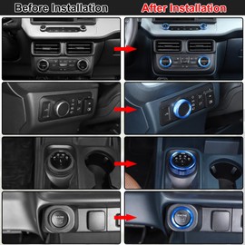 Aunginsy Center Control Knob Trim Cover Compatible with Ford Maverick 2022-2024 Air Conditioner Climate Gear Shift 4WD Engin Start Stop Headlight Volume Radio Control Switch Button Knob Ring Cover