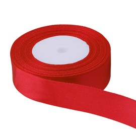 Double Faced Satin Ribbon 25MM - 25 Metres- Red [Full ROLL] by Crystal Innovation