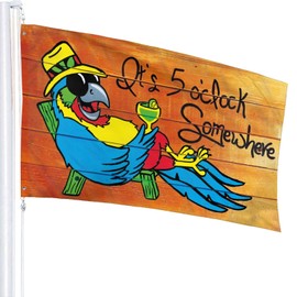 It'S 5 O'Clock Somewhere Parrot Flag 3x5 Ft Outdoor Decoration Banner House Flags Yard Farmhouse Garden Indoor Sign