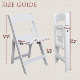 FOH Furniture Set of 4 White Folding Chairs with Vinyl Seats – Stackable Resin Dining Chairs for Weddings, Church, Events & Banquets