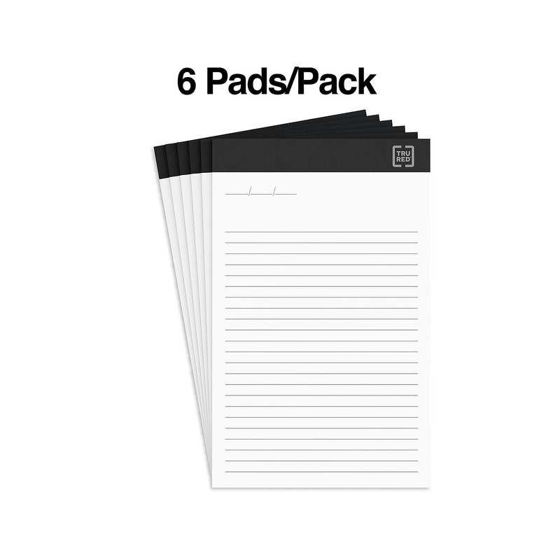 TRU RED Notepad, 5" x 8", Narrow Ruled, White, 50