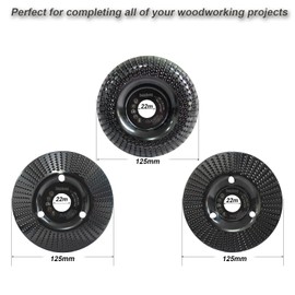 Pack of 3 Wooden Sanding Discs for Angle Grinder 125 mm Wood Carving Disc Wood Cutter Rasp Disc Sanding Discs Milling Disc for Angle Grinder Shapes Polishing Carving Grinding