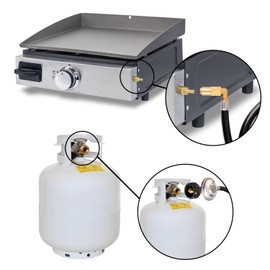 DOZYANT 12 Feet Propane Regulator and Hose with Elbow Adapter for Blackstone 17inch and 22inch Table Top Griddle, Replacement Parts Connect to Large Propane Tank