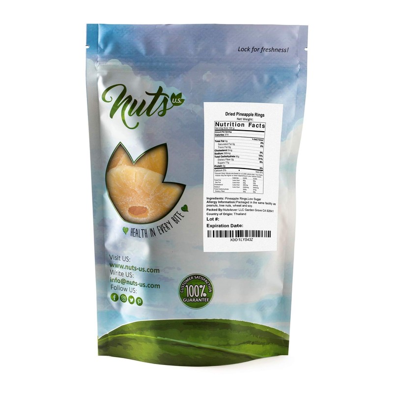 NUTS U.S. - Unsulphured Dried Pineapple Ring, Low Sugar, No