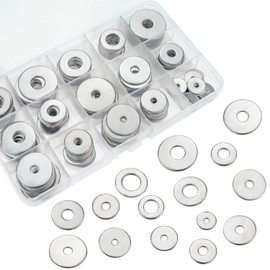 Sutemribor 304 Stainless Steel Large Fender Washer Assortment Kit 200 Pieces, 15 Sizes - M3 M4 M5 M6 M8 M10 M12