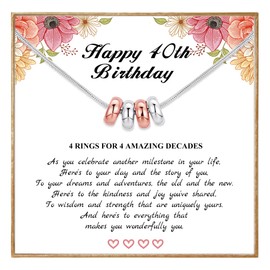 DORANA 40th Birthday Gifts for Women,925 Sterling Silver Circle Necklace Happy 40th Birthday 4 Decade Necklaces Jewellery Gifts with Cards for Daughter Mom Grandma Sister Friend
