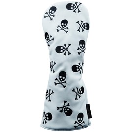 Gbourly Golf Club White Skull and Crossbones Skeleton Driver Head Cover PU Leather Headcover