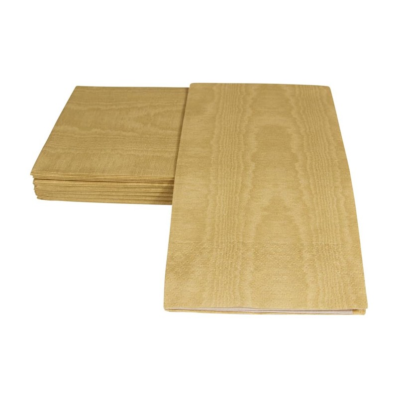 Caspari Moiré Paper Guest Towel Napkins in Gold - 15