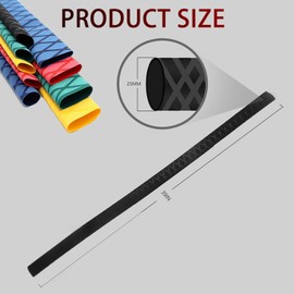 eTekGo X-Tube Heat Shrink Wrap Tubing 39"&64" Lengths for Rod Grips-5 Color 14 Sizes (Black, Diamter：25mm; Length：39)