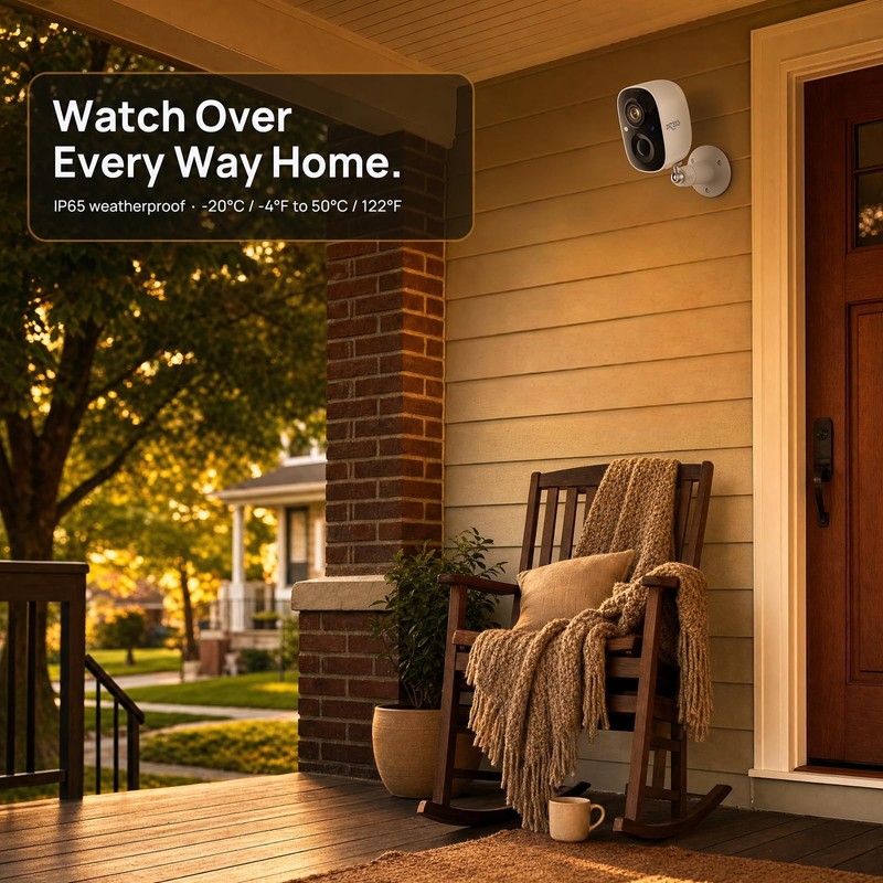 Dzees 2K Solar Wireless Outdoor Security Cameras, Battery Powered, 2-Pack