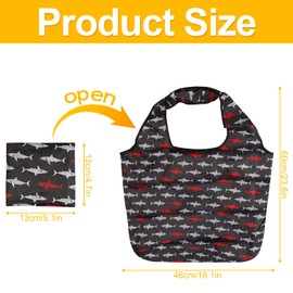 Rumyve Reusable Grocery Bags,Folding Shopping Bags, Waterproof Tote Bags,Lightweight Washable Scratch-Resistant Large Shopping Tote Bags for Daily Use Travel Take Out Storage(Shark)