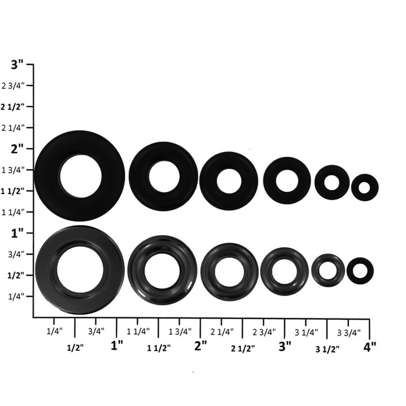 Grommet, Beveled, Black Matte, Solid Brass-LL (100 sets per bag),