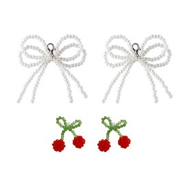 AUONY Shoe Charms for Sneakers, Cherry Shoelace Preal Bows Shoe Decoration Clips Charms Shoe Jewelry for Shoes Decoration