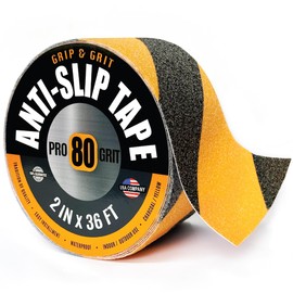 Grip Tape Pro Grade Anti Slip Tape for Stairs & Floors, 2IN x 36FT, Safety Traction Tape, Indoor / Outdoor Stair Treads Non Slip Tape, Waterproof Black / Yellow Safety Tape, Non Skid Friction Tape