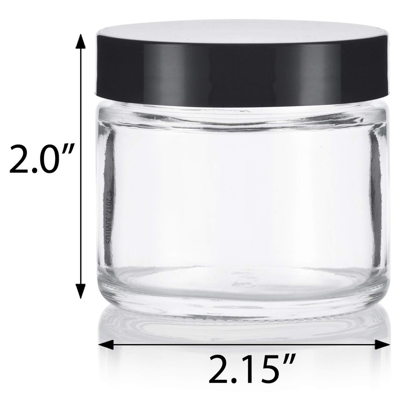 JUVITUS 2 oz Clear Thick Glass Straight Sided Jar with