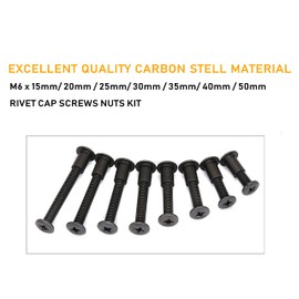 binifiMux 70pcs Black M6 x 15/20/ 25/30/ 35/40/ 50mm Flat Head Bolt Joint Connecting Bolts Phillips Screws Rivet Cap Nuts Assortment Kit, Furniture Connector Rivet Bolts with Dowel Nuts