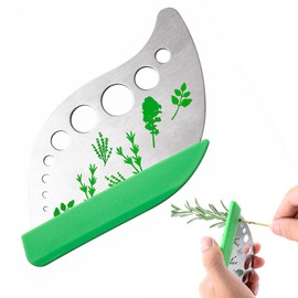 9 Holes Herb Leaf Stripper Tool, 304 Stainless Steel Kitchen Herb Leaf Stripping Tool, Fresh Herb Chopper, Remover Leaf Tool for Chard, Collard Greens, Parsley, Basil, Taragon, Thym