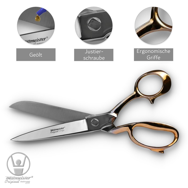 WELTMEISTER Solingen Germany Dressmaking Scissors 7 Inch Gold-Plated Suitable as