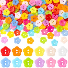 BEIQIYA 300pcs Flower Buttons, Spring Resin Flower Shaped 2 Hole Sewing Buttons, Decorative Plastic Accessories for Sewing Clothes Accessories Gift DIY Crafts Scrapbooking Decoration- Colorful