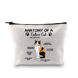 G2TUP Funny Calico Cat Gift Anatomy Of A Calico Cat Makeup Bag Calico Cat Mama Cosmetic Bag Calico Cat Owner Gift (A Calico Cat MB)