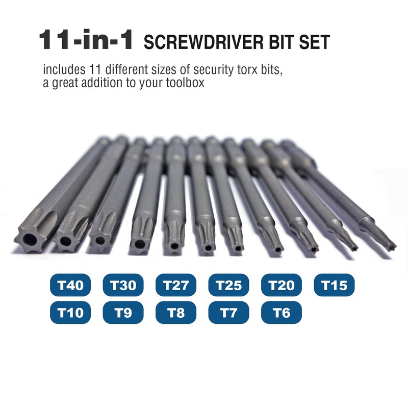 VESTTIO Security Torx Screwdriver Bit Set 11PCS 1/4 Inch Hex