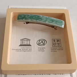 Twokiln Celadon Hair Barrette (Green), Handmade Porcelain Hair Barrettes For Women, 2.6 Inches Long, World Intangible Cultural Heritage Craft, Chinese Hair Clips.