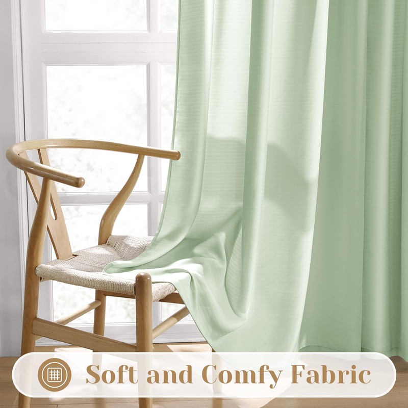 HOMEIDEAS Non See Through Privacy Sheer Curtains, Elegant Lightweight Semi
