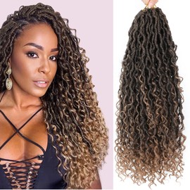 Goddess Locs Crochet Hair 12 Inch Faux Locs Crochet Hair Boho Locs Crochet Hair for Women Pre-looped River goddess Locs Crochet Hair with Curly Ends (1B#, 12Inch (Pack of 6))