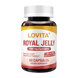 Lovita Royal Jelly 333 mg, 3:1 Concentrate, with 20mg 10-HDA, Natural Source Super Food, Supports Skin Health & Energy Production, 60 Capsules