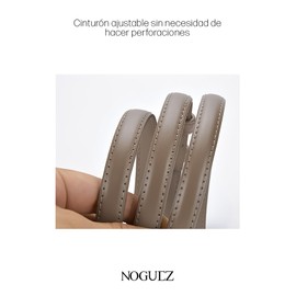Noguez. Cinturón Ajustable Delgado de Cuero con Hebilla Dorada para Mujer, Accesorio Elegante para Cualquier Atuendo, Belt for Woman. (Caqui)