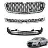 TJHSM 3Pcs Front Bumper Grille Black with Chrome Trim Set