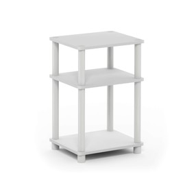 Furinno Just 3-Tier Turn-N-Tube End Table / Side Table / Night Stand / Bedside Table with Plastic Poles, 1-Pack, White(Espresso)/White