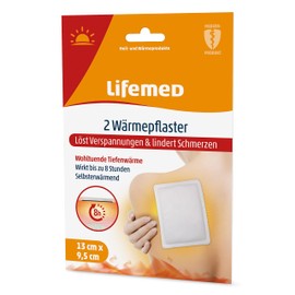 Lifemed - 2 Heat Plasters 9.5 cm x 13 cm White - Relieves Tension and Relieves Pain - Pack of 2 (2 x 1 Item)