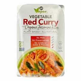 24Vegan - Gourmet Thai Red Curry Meal with Organic Jasmine Rice - Non-GMO, Gluten-Free, Vegan Thai Red Curry, Instant Curry - Just Heat & Eat - Pack of 1