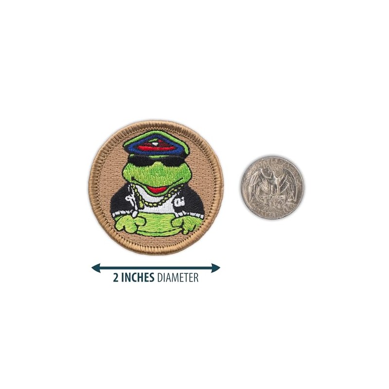 Gangsta Frog Patrol Patch - 2" Diameter Round Embroidered Patch