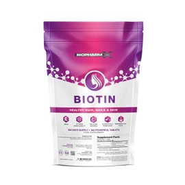 Biotin 10,000mcg Hair Growth Supplement (365 Vegan Tablets / 1 Year Supply) - High Strength Vitamin B7 for Hair, Skin & Nails - 100% Pure & GMP Certified