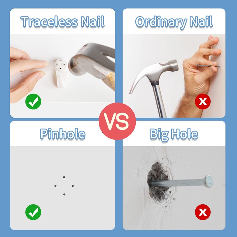[40 Pack] Concrete Wall Hooks - PinCute Wall Picture Hangers