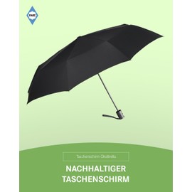 ÖkoBrella Sustainable Mini Pocket Umbrella - 6 Colours Umbrella Cover Made of Recycled Materials - Ecologically Sensible High Quality Stable Windproof, black, Compact