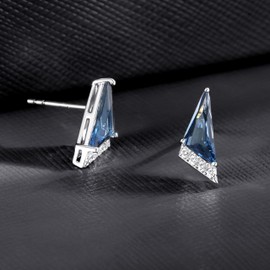 QUADRI 925 Silver Stud Earrings with Zircons - Heart, Hoop Earrings, Solitaire, Amethyst, Sapphire, Aquamarine - Stud Earrings Jewellery Women Made in Italy - Includes Gift Box, small, Sterling Silver