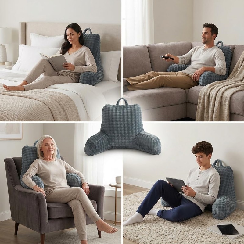 UGEYAO Reading Pillows for Sitting in Bed Kids/Teens/Adults, Velvet Back