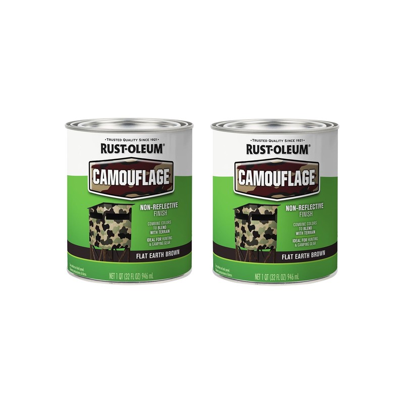 Rust-Oleum 379559-2PK Specialty Camouflage Paint, Quart, Flat Earth Brown, (Pack